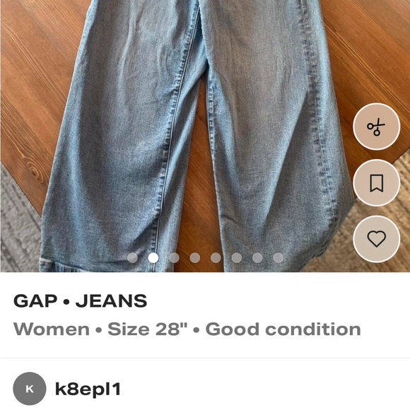 GAP Women's Light Blue Wide Leg Cropped Jeans - Picture 2 of 8